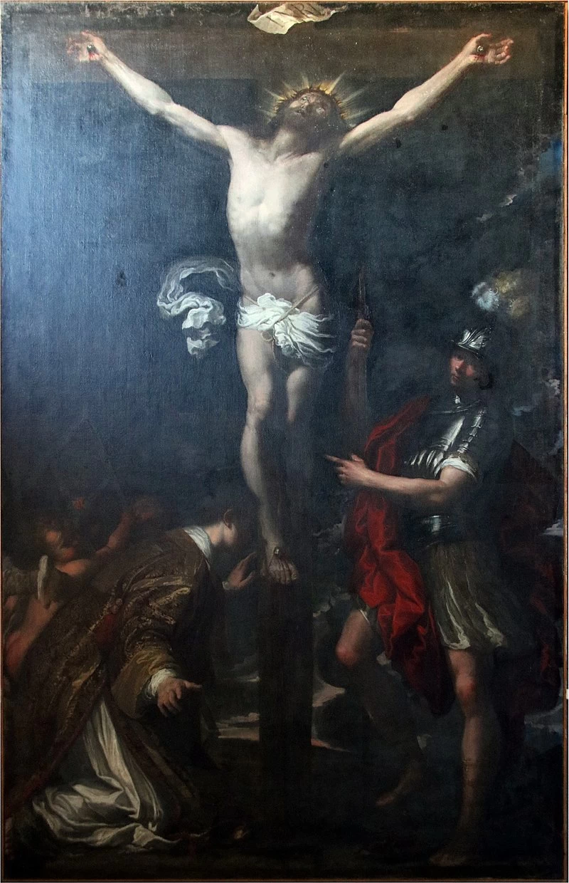 Crocifissione coi santi Lorenzo e Giorgio - chiesa di S. Bernardo alla Foce, ora a Palazzo Bianco, Genova
